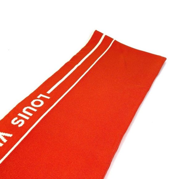 AUTHENTIC LOUIS VUITTON LV cup Louis Vuitton cup Scarf cotton / Cashmere Orange - Picture 6 of 7